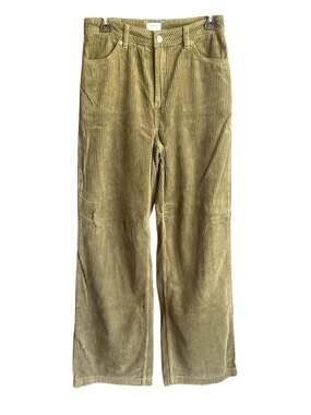 RVCA Women's Olive Green Wide Wale Corduroy Barrel Pants Size 27/30